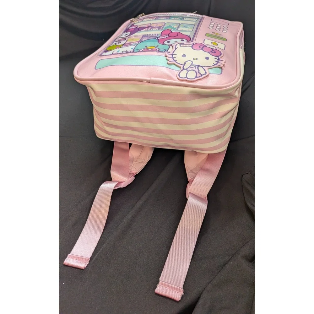 Hello Kitty and Friends Snack Shop Mini Backpack Faux Leather Zip, Pink/White